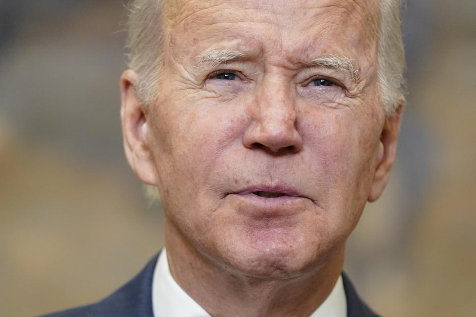 FILE - President Joe Biden speaks about his administration's efforts to tackle inflation, Dec. 13, 2022, in the Roosevelt Room of the White House in Washington. Biden is expected to discuss the prospect of another campaign with those closest to him when he departs Washington for a Christmas vacation.(AP Photo/Patrick Semansky, File)