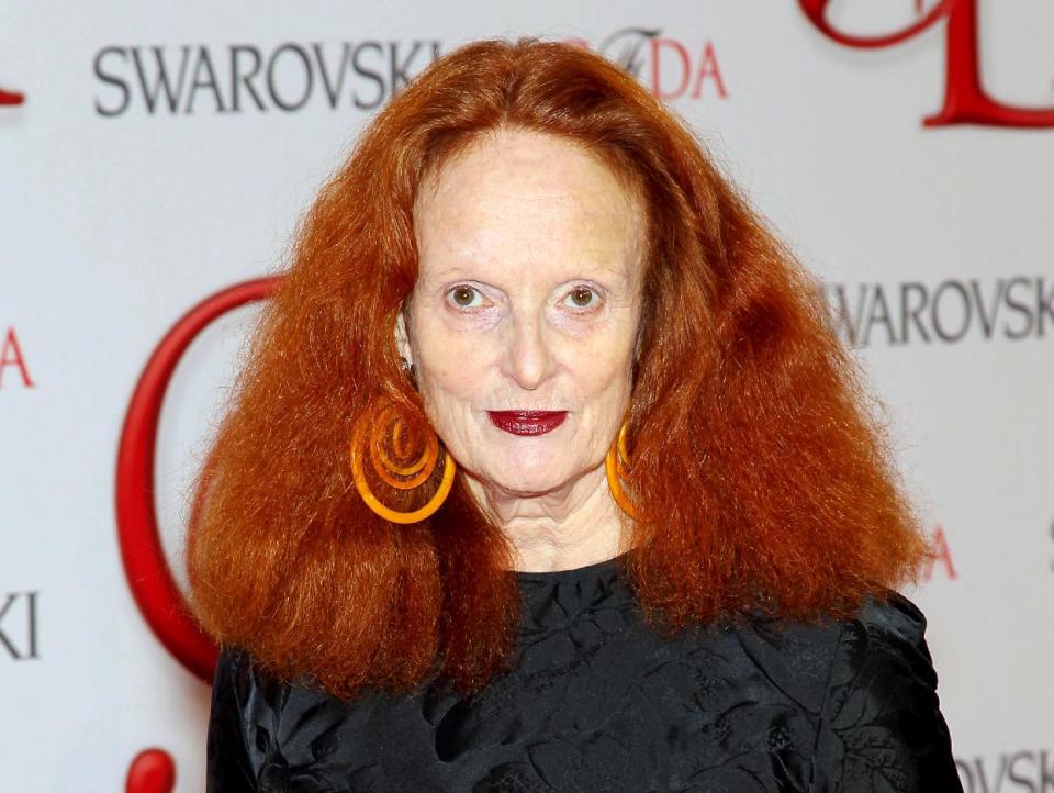 This June 4, 2012 photo released by Starpix shows Vogue stylist and former model Grace Coddington at the 2012 CFDA Fashion Awards, sponsored by Swarovski, at Alice Tully Hall in New York. Coddington is the author of a book titled, "Grace: A Memoir," released Nov. 20, 2012 by Random House. (AP Photo/Starpix, Marion Curtis)