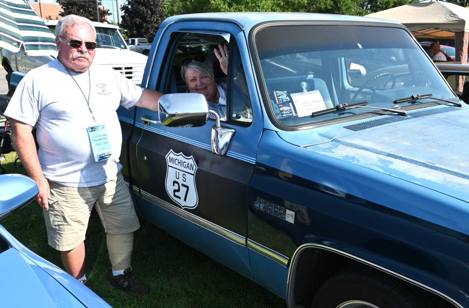 Tom Maybourne and wife Pam are from Pleasant Lake, north of Jackson. This year, he drove a 1987 GMC Sierra. He’s afraid police won’t recognize him as the last vehicle in the line. Usually, he drives a 1978 GMC long-back step-side truck he bought brand new 45 years ago. The air conditioning blower didn't work this year.