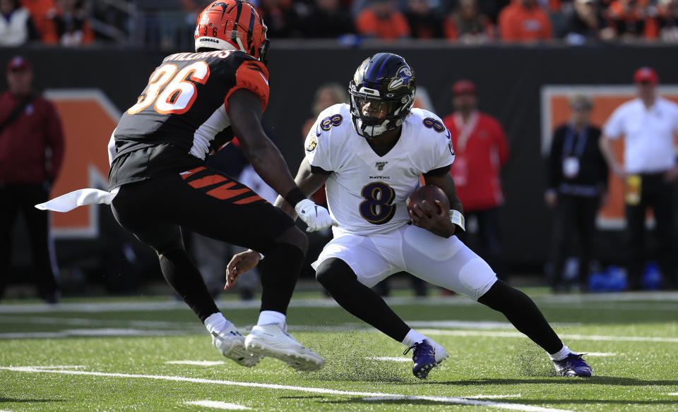 Lamar Jackson made another statement in the MVP race Sunday. (Getty Images)