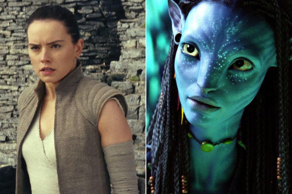Rey from Star Wars; Neytiri from Avatar | Lucasfilm/Disney/Kobal/REX/Shutterstock; Moviestore/REX/Shutterstock