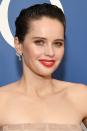 <p>Felicity Jones brought modern regal glamour to the red carpet over the weekend. With her true red lipstick - try Mac's <a rel="nofollow noopener" href="http://www.selfridges.com/GB/en/cat/mac-lustre-lipstick-3g_329-81004873-LIPSTICK/?" target="_blank" data-ylk="slk:Retro Matte in Ruby Woo;elm:context_link;itc:0;sec:content-canvas" class="link ">Retro Matte in Ruby Woo</a> - and elegant up-do, the actress looked every inch a princess, but the wet-look finish added a fresh, contemporary touch. Comb Bumble & bumble's <a rel="nofollow noopener" href="http://www.selfridges.com/GB/en/cat/mac-lustre-lipstick-3g_329-81004873-LIPSTICK/?" target="_blank" data-ylk="slk:Sumisumo Gel;elm:context_link;itc:0;sec:content-canvas" class="link ">Sumisumo Gel</a> through your hair for the same effect. </p>