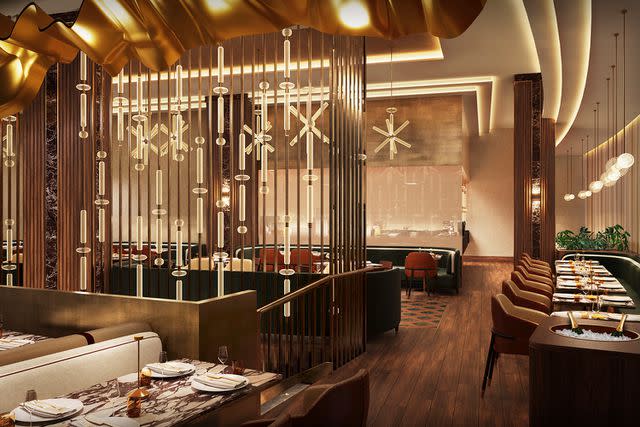 <p>Monochrome Concept</p> Renderings of Travis Kelce and Patrick Mahomes's restaurant, 1587 Prime