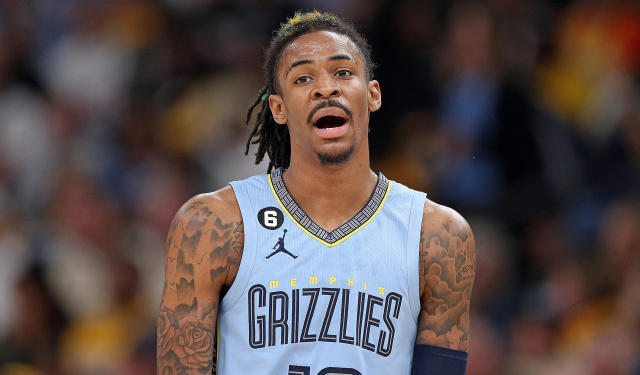 Ja Morant of the Memphis Grizzlies looks on during the game against News  Photo - Getty Images