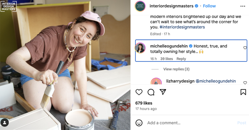 Michelle Ogundehin sparked debate with her comment about Interior Design Masters. (Instagram)