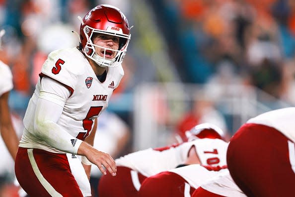 Eight of Brett Gabbert's 12 completions at UMass went to top receiver Gage Larvadain.