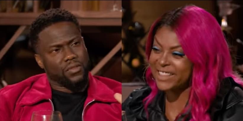 Actors Kevin Hart (left) and Taraji P. Henson (right) appear in <em>Hart to Heart </em>on Peacock. (via screenshot)