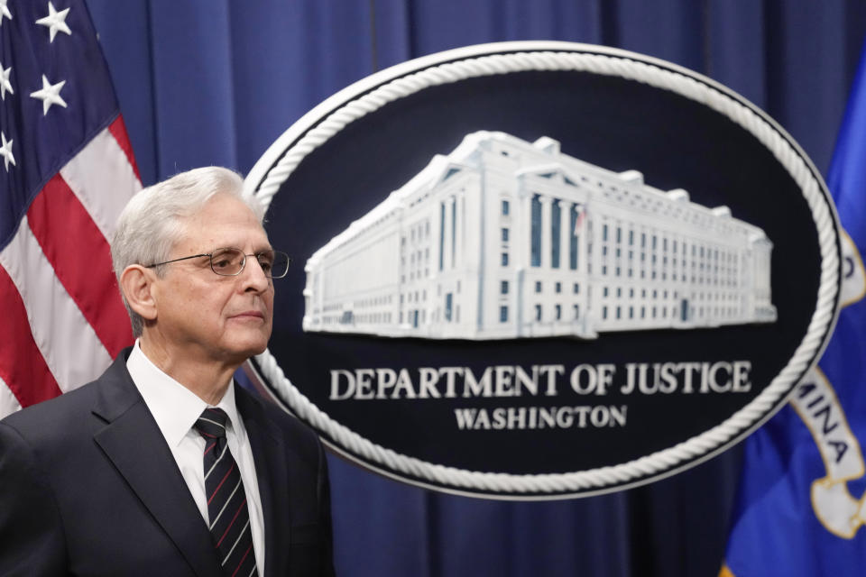 El secretario de Justicia de EEUU, Merrick Garland, durante una conferencia de prensa en el Departamento de Justicia en Washington, el martes 24 de enero de 2023. (AP Foto/Carolyn Kaster)