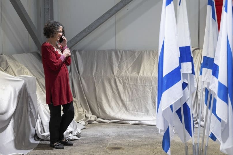 Shoshan Haran speaking on the phone upon her arrival in Israel after being freed