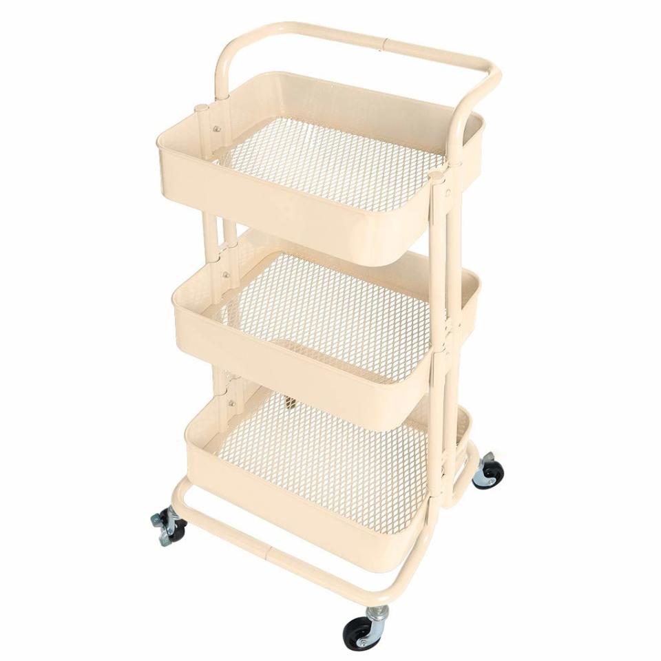 3-Tier Metal Utility Service Cart Rolling Storage Shelves