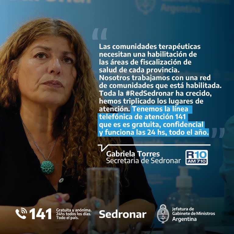 Las palabras de Gabriela Torres, titular del Sedronar