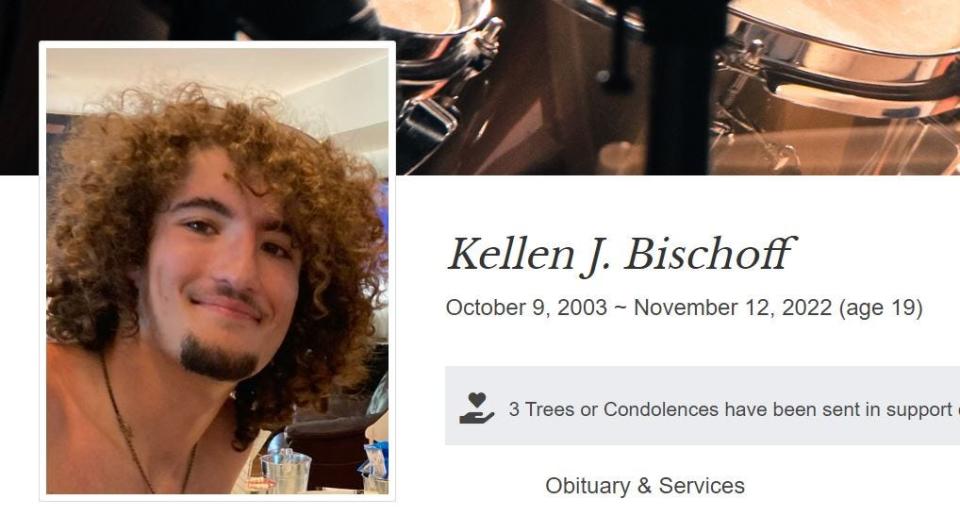 Screenshot from Kellen J. Bischoff's obituary published by the Maxwell-Tobie Funeral Home in Stafford.