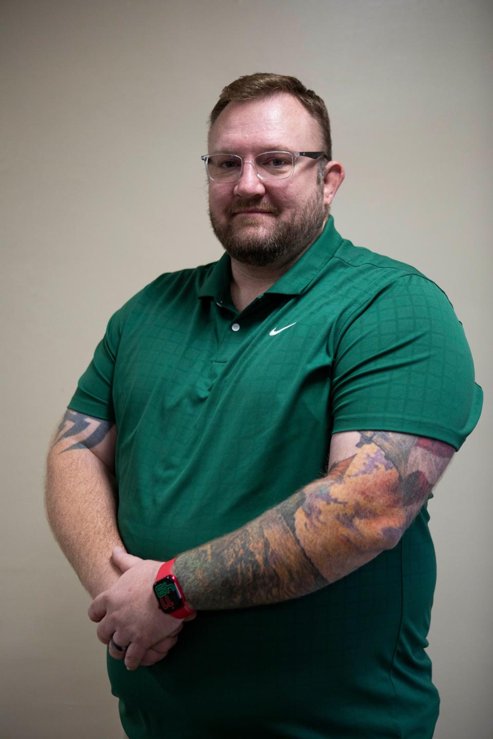 Plumbing Instructor and Teacher of the Year Robert McLaughlin stands inside of the O building at Southeastern Ohio Correctional Institution on Nov. 16, 2022.