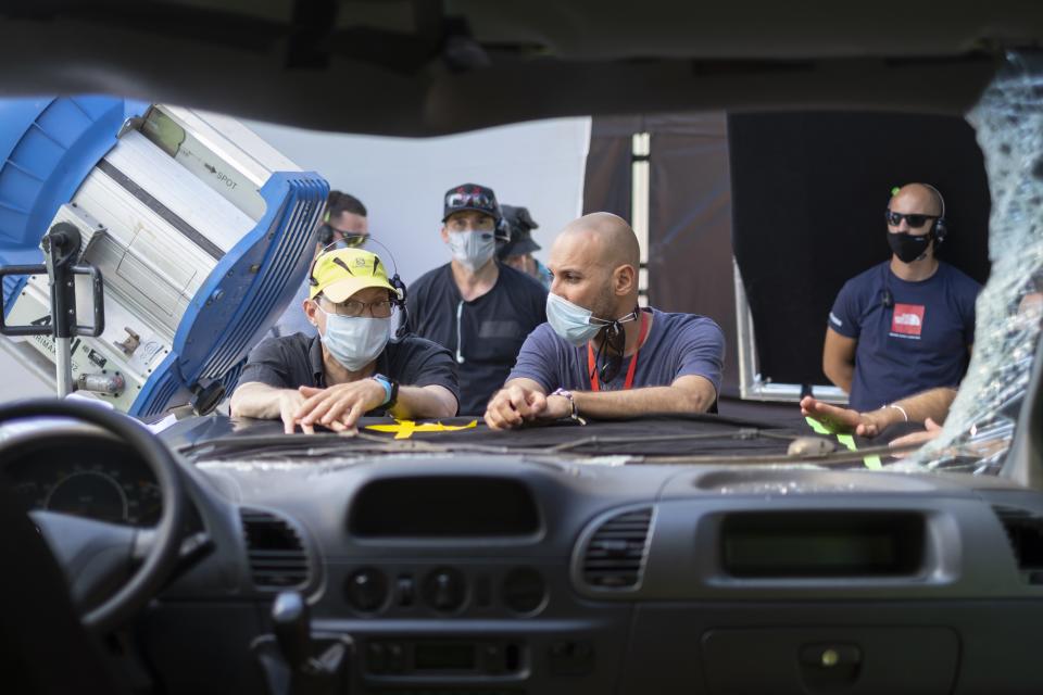 Cinematographer Gregory Middleton and director Mohamed Diab on the set of “Moon Knight” - Credit: Gabor Kotschy