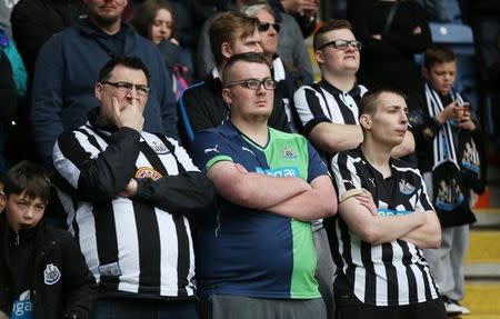 Football - Leicester City v Newcastle United - Barclays Premier League - King Power Stadium - 2/5/15 Newcastle fans look dejected Action Images via Reuters / Alex Morton