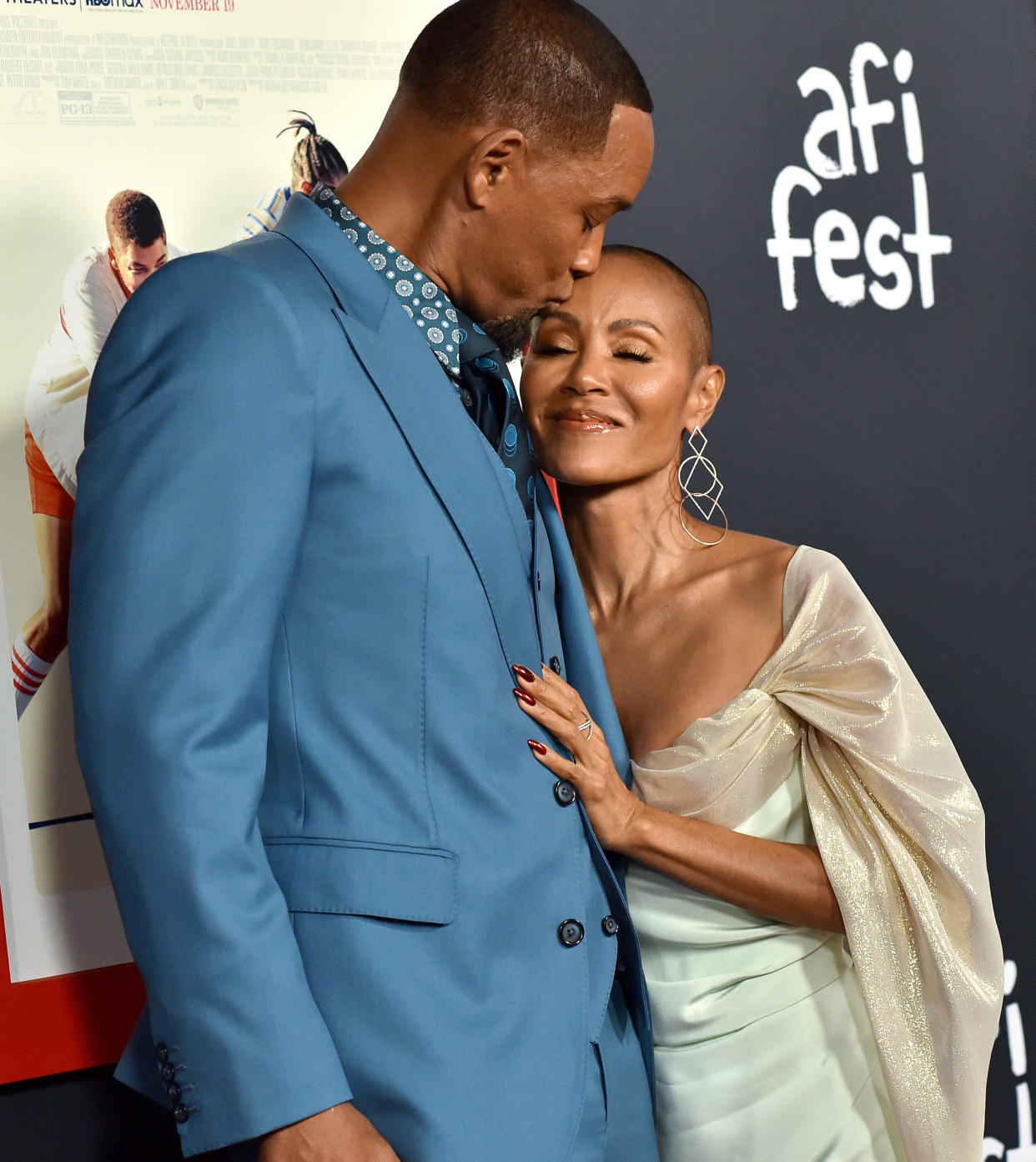 HOLLYWOOD, CALIFORNIA - NOVEMBER 14: Will Smith and Jada Pinkett Smith attend the 2021 AFI Fest - Closing Night Premiere of Warner Bros. 