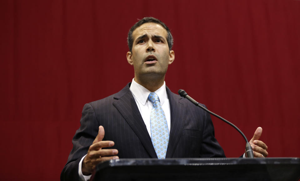 George P. Bush delivers his victory speech after winning the race for Texas land commissioner, Nov. 4, 2014. (David J. Phillip/AP)