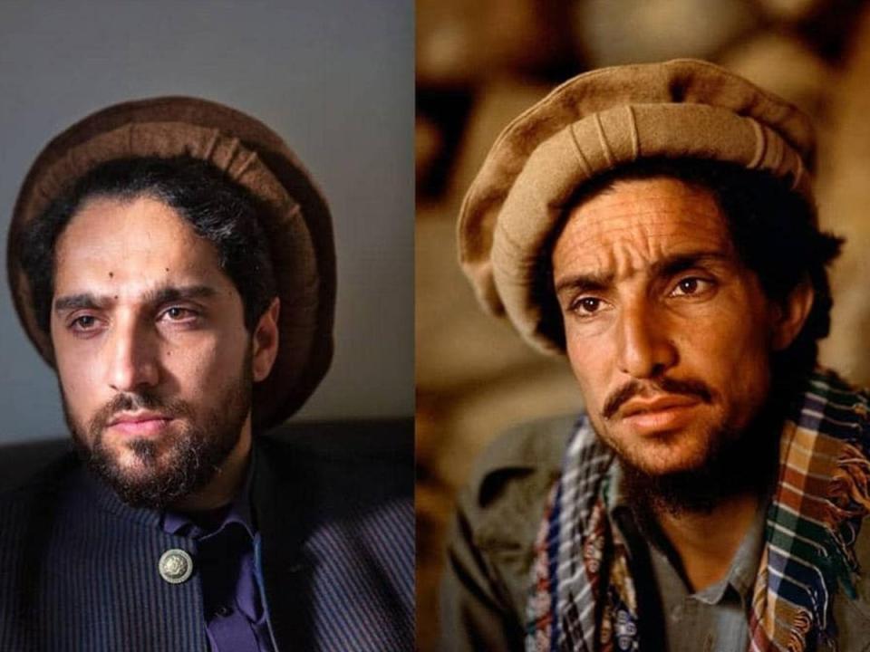 Ahmad Massoud (left) is among the last remaining leaders of resistance movements against the Taliban in Afghanistan. His aides say he inherited the fight for a democratic Afghanistan from his father Ahmad Shah Massoud (right) (Sourced/The Independent)