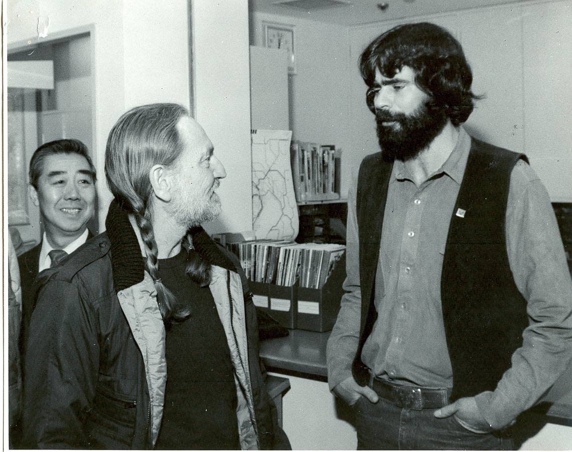 SUBMITTED PHOTO Jimmy Horikawa, right, Willie Nelson, middle, and Mike Tharp, right, at the Foreign Correspondents Club of Japan in 1984