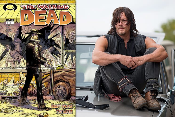 'The Walking Dead' issue #1 and Norman Reedus as Daryl Dixon in AMC's 'The Walking Dead' (Photo Credit: Gene Page/AMC)