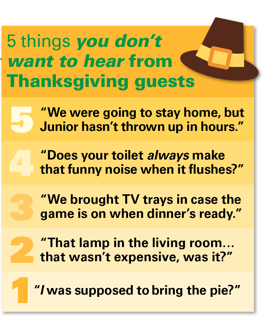 Thanksgiving jokes: 5 things you don't want to hear from Thanksgiving guests