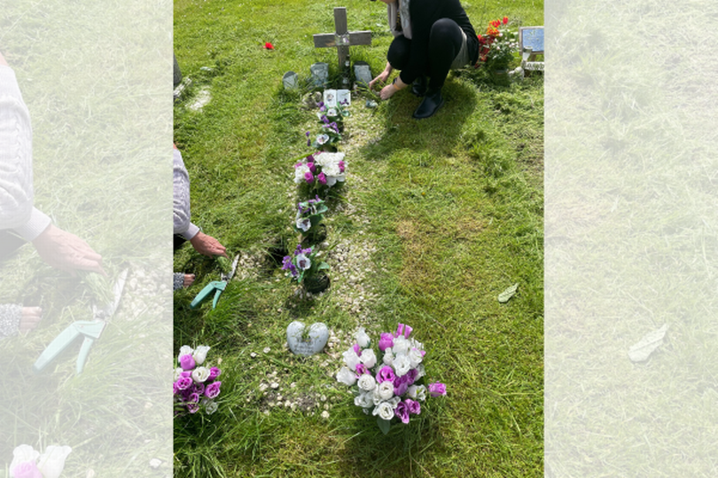 Ben's grave as it was being cleared of grass