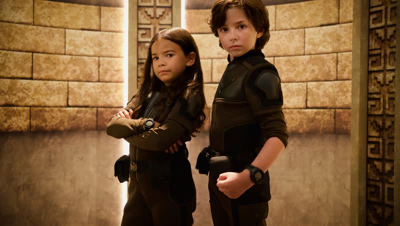 From left to right: Everly Carganilla as Patty Torrez and Connor Esterson as Tony Torrez in “Spy Kids: Armageddon.”