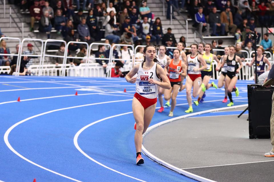WPI's Grace Hadley opens up her lead in the mile at the NCAA Division 3 Championships.
