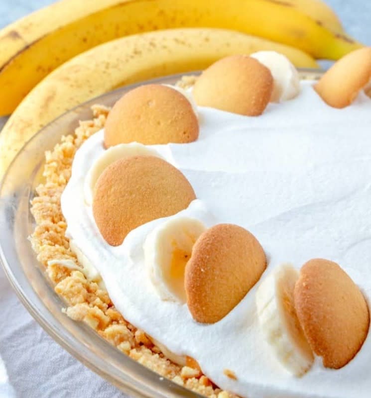 <p>The Country Cook</p><p>This creamy banana pudding pie starts with a homemade Nilla wafer crust.</p><p><strong>Get the recipe: <a href="https://www.thecountrycook.net/banana-cream-pie/" rel="nofollow noopener" target="_blank" data-ylk="slk:New York Banana Cream Pie;elm:context_link;itc:0;sec:content-canvas" class="link rapid-noclick-resp">New York Banana Cream Pie</a></strong></p>