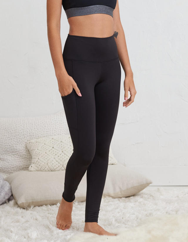 Aerie Chill Play Move Black Mesh Sided Leggings