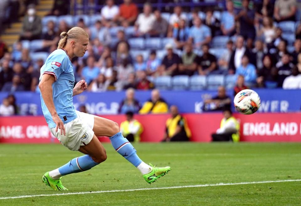 Erling Haaland missed a gilt-edged opportunity on his Man City debut (PA)