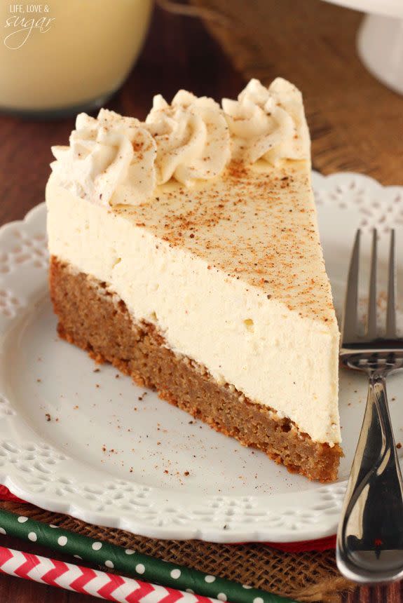 Eggnog Spice Blondie Cheesecake