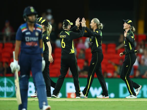 Australia players celebrating after dismissing Shafali Verma (Photo: Twitter/ICC)