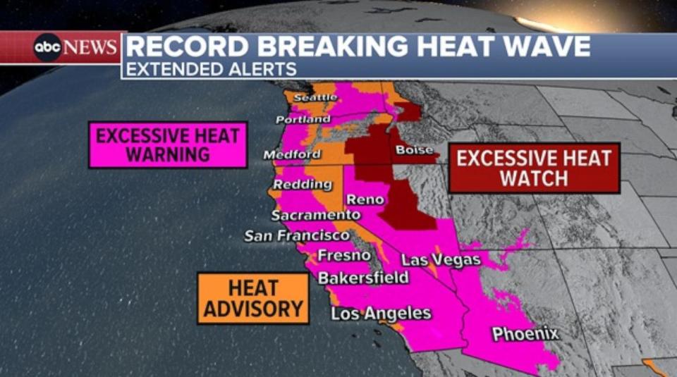 PHOTO: Heat warnings are in effect Thursday along the West Coast. (ABC News)