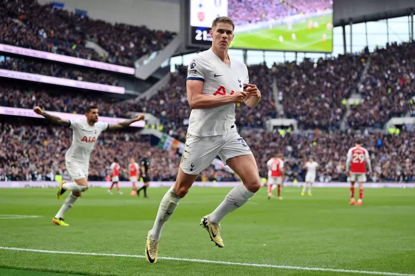 Micky van de Ven  celebrates a goal which was later ruled out by VAR for offside