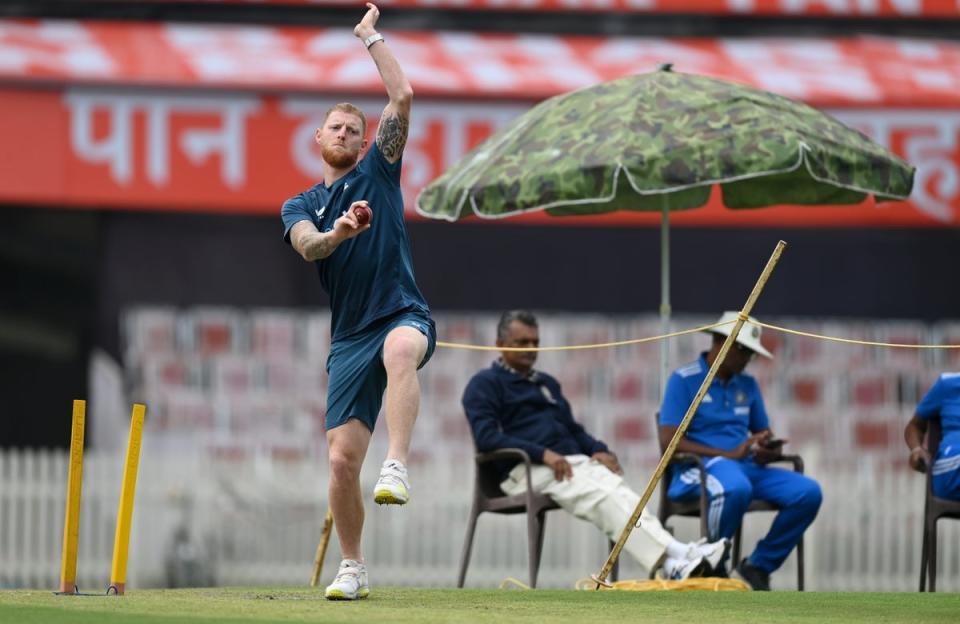 Stokes bowls during a nets session at JSCA International Stadium Complex (Getty)