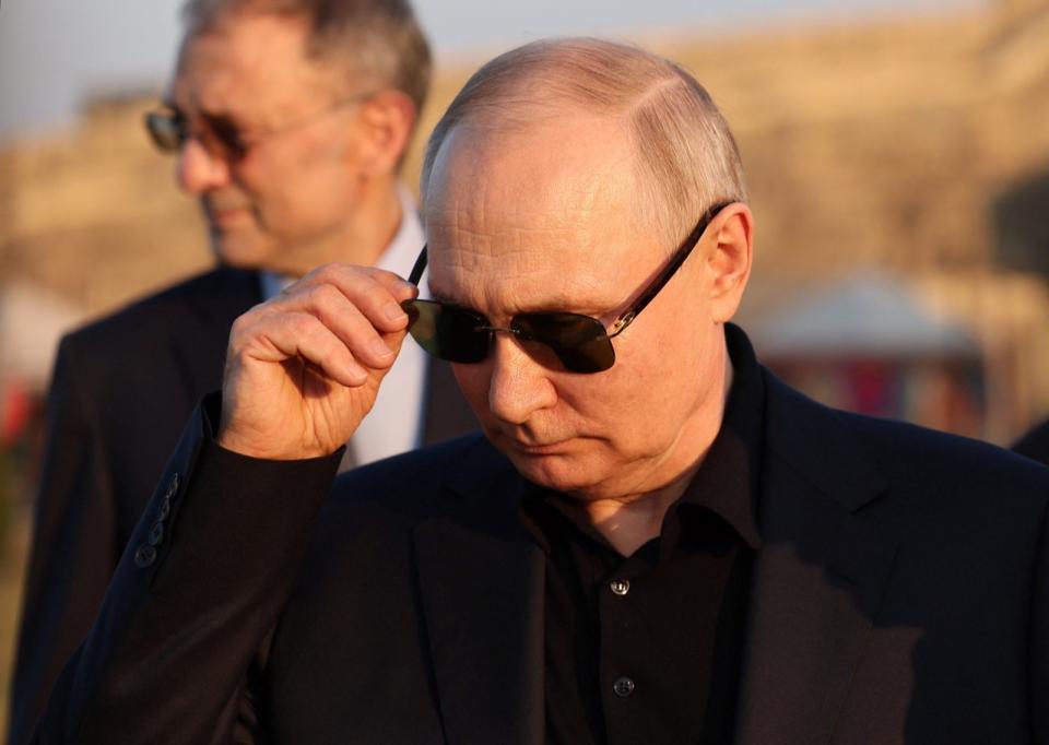 俄羅斯總統普丁6月28日參觀達吉斯坦納林卡拉碉堡。路透社