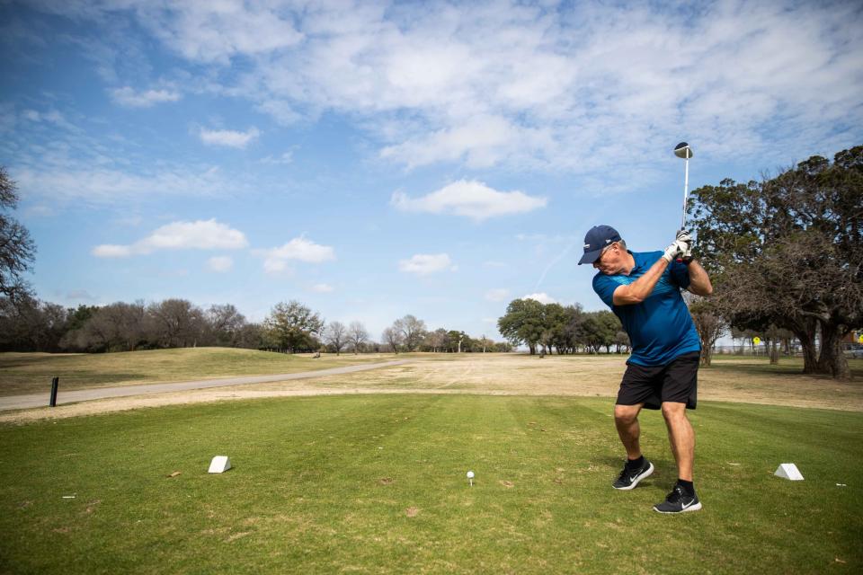 Tim Snodgrass plays golf at Lions Municipal in February 2020. Muny remains the most used public golf course in the city, with more than 65,000 rounds every year. Last year’s participation rose 6%.