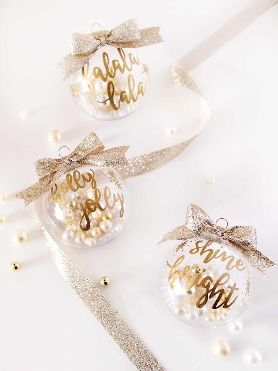 Gold Hand-Lettered Ornaments