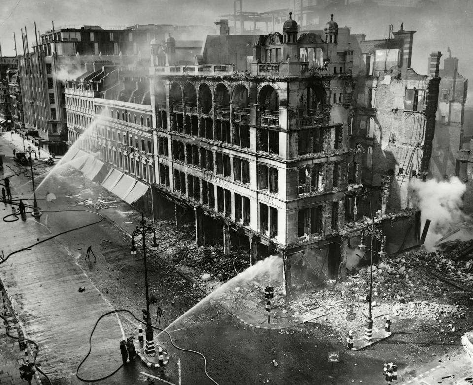 London, Oxford Street. John Lewis's department store was hit during one of the early raids in the blitz, September 1940