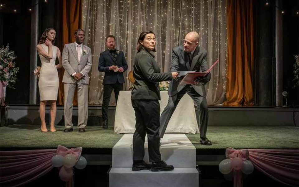 Jonny Lee Miller is gripping in A Mirror, a dystopian comedy-thriller at the Trafalgar Theatre