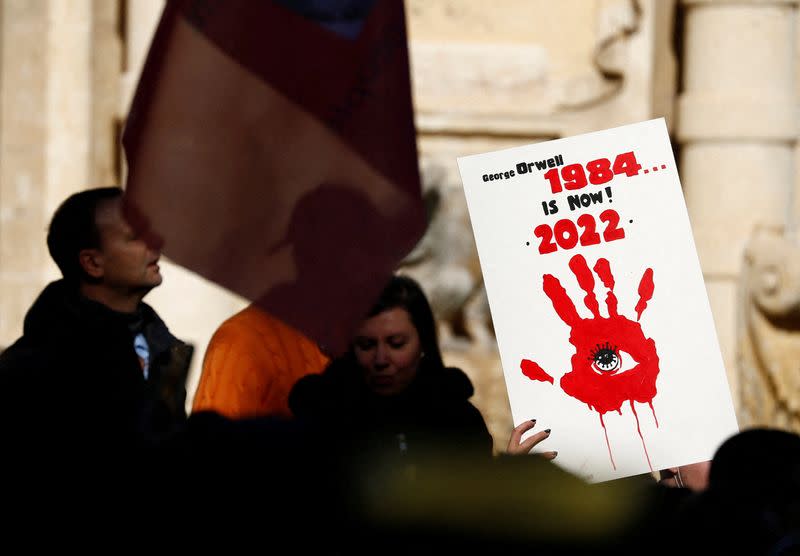 Protest against current and upcoming COVID-19 restrictions in Valletta