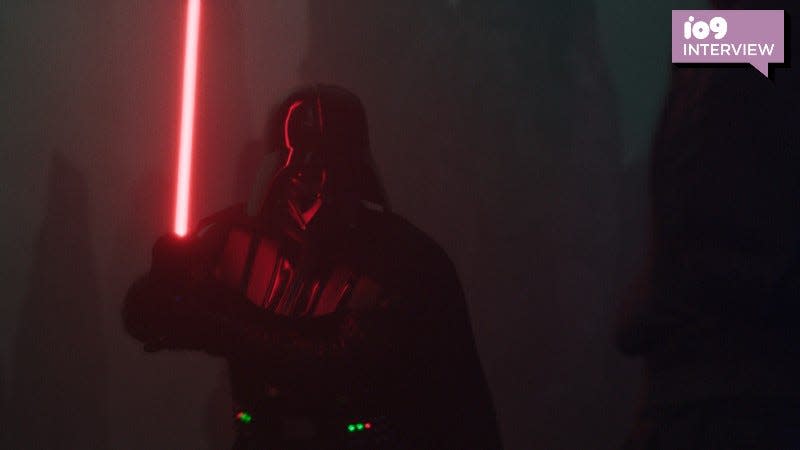 vader with his saber lit