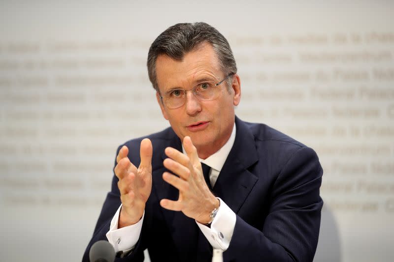 Philipp Hildebrand speaks during a news conference, in Bern