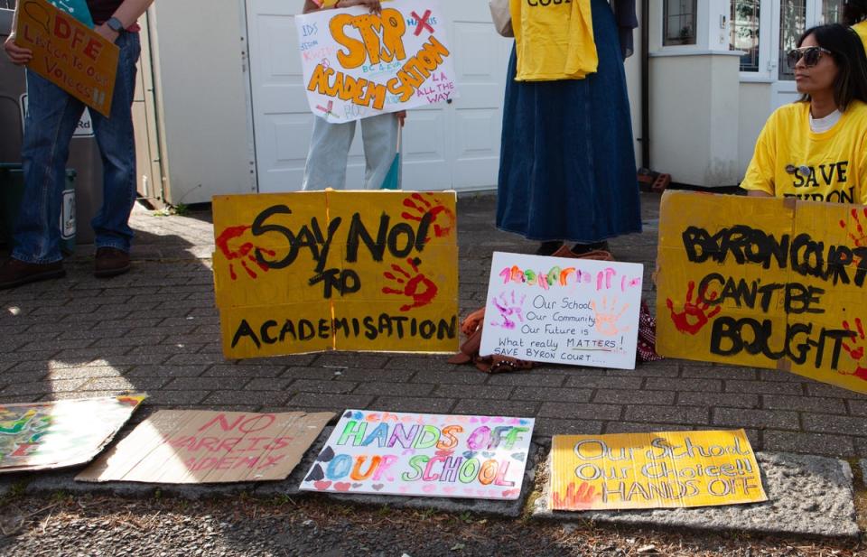 Placards for Byron Court Academisation Protest (LDRS)