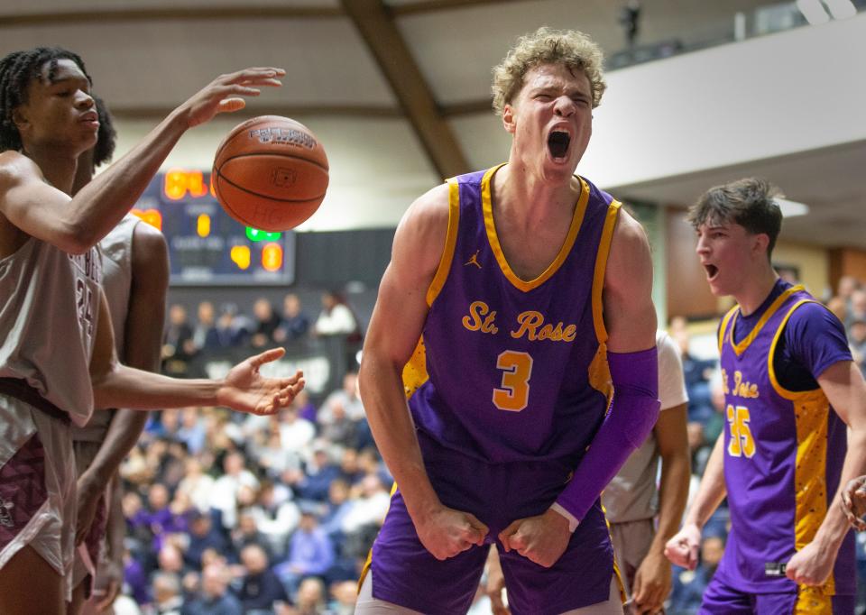 St. Rose's Matt Hodge during the Purple Roses' win over St. Benedict at Brookdale Community College on Jan. 6, 2024.