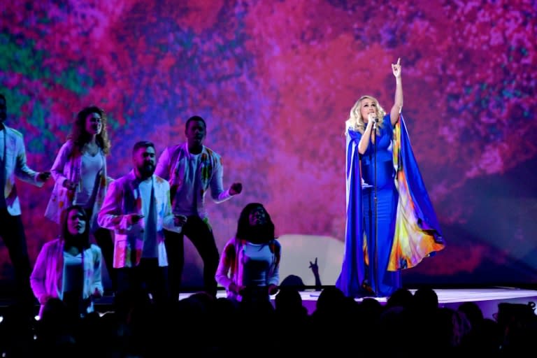 Singer Carrie Underwood performs during the 52nd annual CMA Awards in Nashville