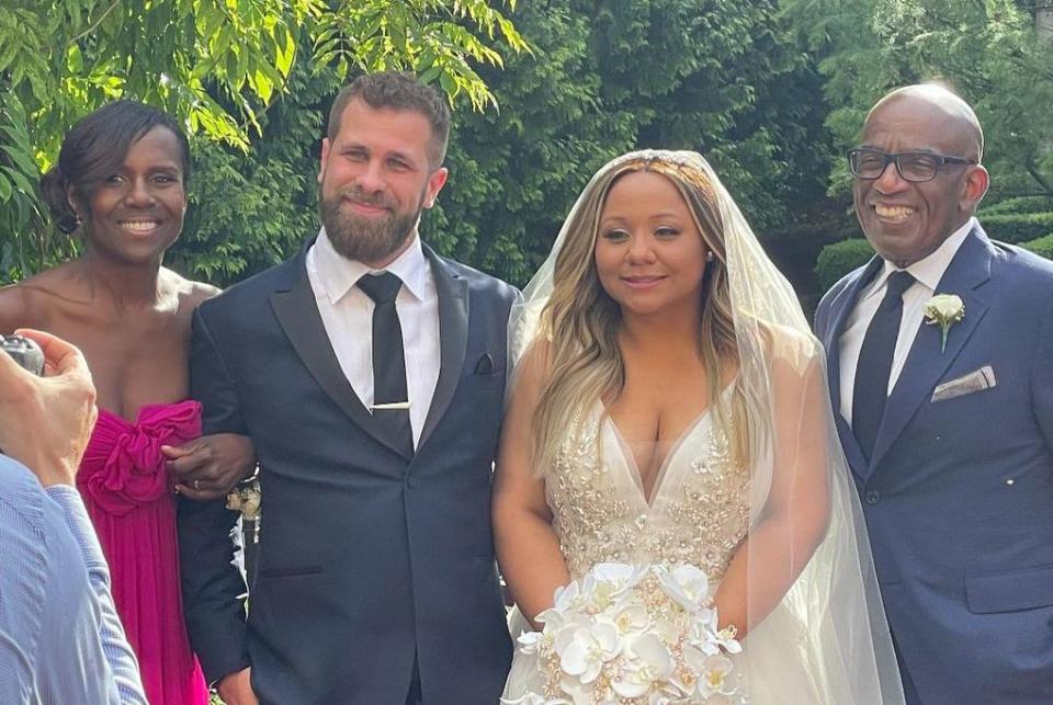 <p>Al Roker's eldest daughter Courtney <a href="https://people.com/tv/al-roker-celebrates-daughter-courtney-wedding-time-flies/" rel="nofollow noopener" target="_blank" data-ylk="slk:tied the knot;elm:context_link;itc:0;sec:content-canvas" class="link ">tied the knot</a> with her now-husband on June 4 at The Ashford Estate in New Jersey. </p> <p>Courtney and Wesley, who got engaged in April 2020, said "I do" in front of family and friends, including many of Roker's <em>Today</em> co-hosts. </p> <p>"Last night was beyond anything I could ever imagine," the new bride <a href="https://www.instagram.com/p/CPvqk6tr05t/" rel="nofollow noopener" target="_blank" data-ylk="slk:captioned;elm:context_link;itc:0;sec:content-canvas" class="link ">captioned</a> a series of photos, including one snap of her father-daughter dance. </p> <p>"I celebrated my love for my husband, and felt the love from everyone," Courtney continued. "My heart is filled with happiness and filled with joy. And I gotta say my husband's dance moves aint too shabby 😆. Now on to the honeymoon ❤️"</p>