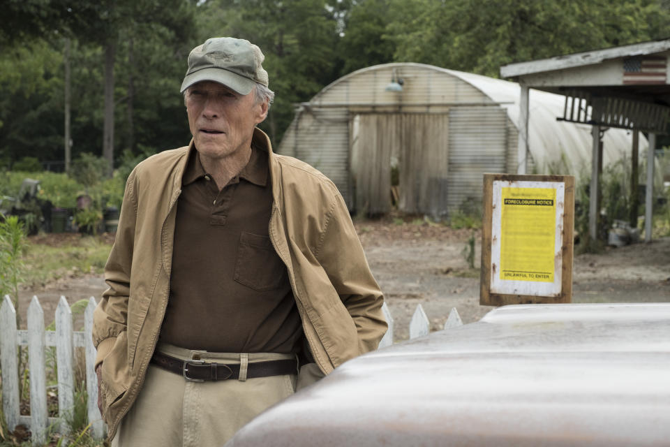 This image released by Warner Bros. Pictures shows Clint Eastwood in a scene from "The Mule." (Claire Folger/Warner Bros. Pictures via AP)