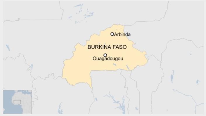 Map of Burkina Faso showing Ouagadougou and Arbinda